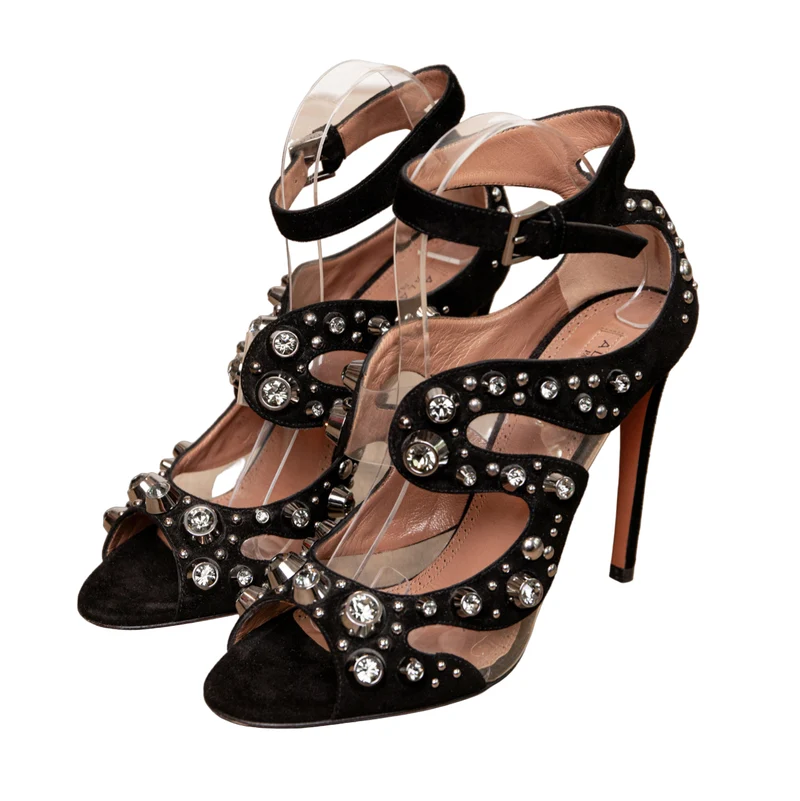 Alaïa Aufwändig verzierte Ankle-Sandalen mit Nieten im Signature-Design