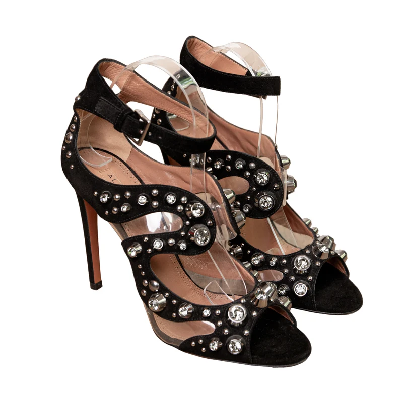 Alaïa Aufwändig verzierte Ankle-Sandalen mit Nieten im Signature-Design