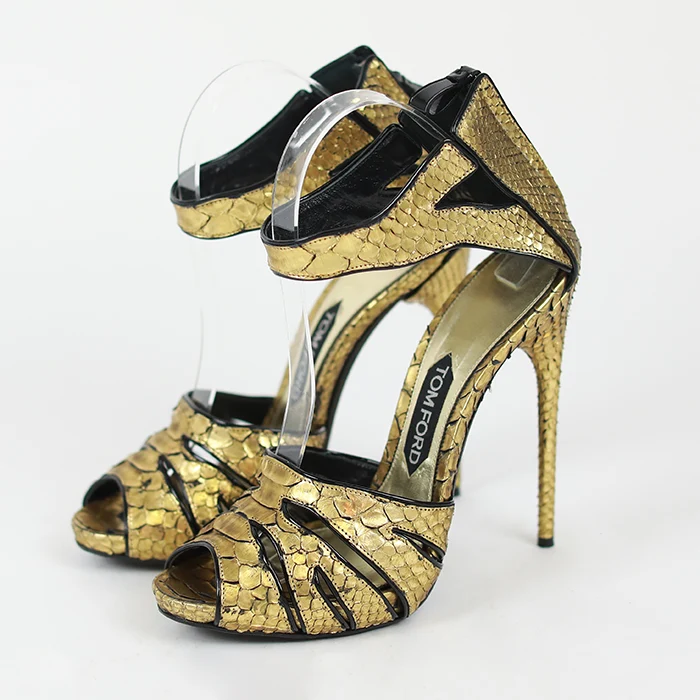 Tom Ford Plateau High Heels in Phyton-Leder-Prägung