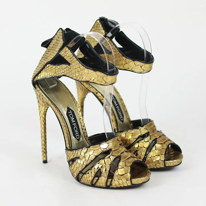 Tom Ford Plateau High Heels in Phyton-Leder-Prägung