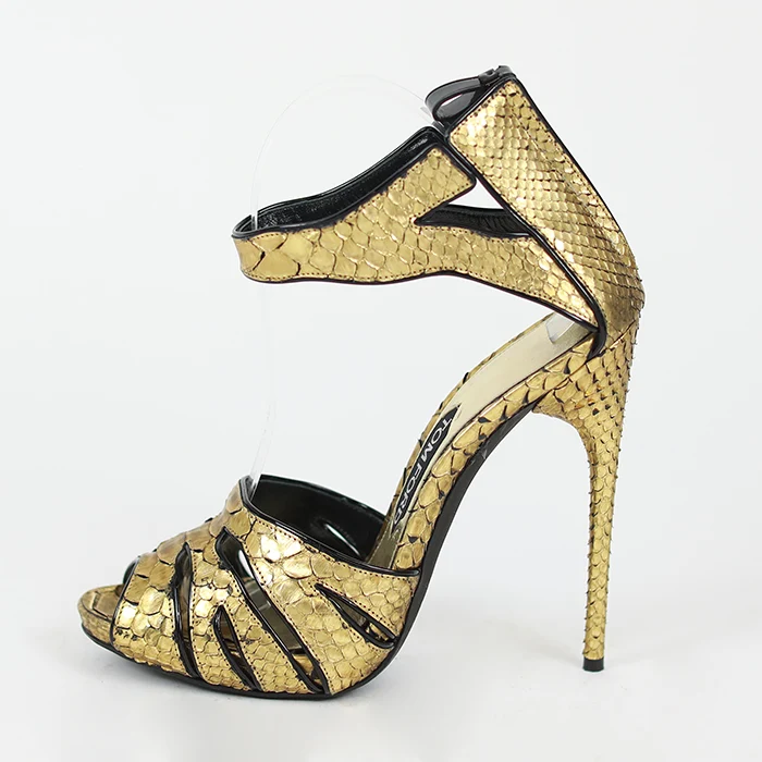 Tom Ford Plateau High Heels in Phyton-Leder-Prägung