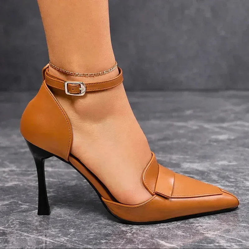 Damen Spitze Absatzschuhe mit Knöchelriemen