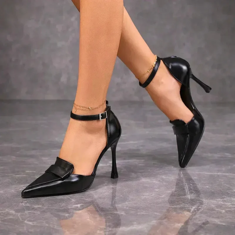 Damen Spitze Absatzschuhe mit Knöchelriemen