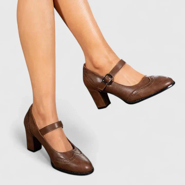 Damen Mary Jane Blockabsatz Schuhe