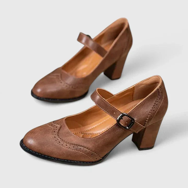 Damen Mary Jane Blockabsatz Schuhe