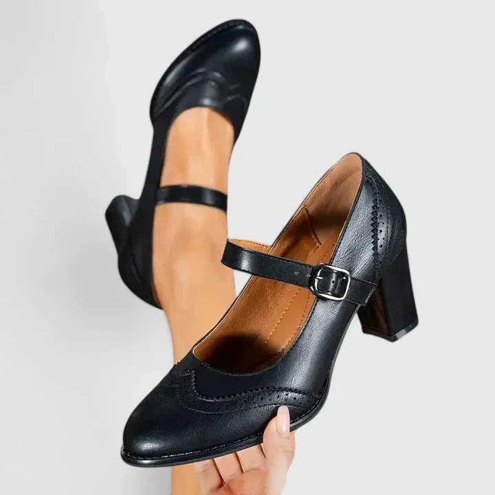 Damen Mary Jane Blockabsatz Schuhe