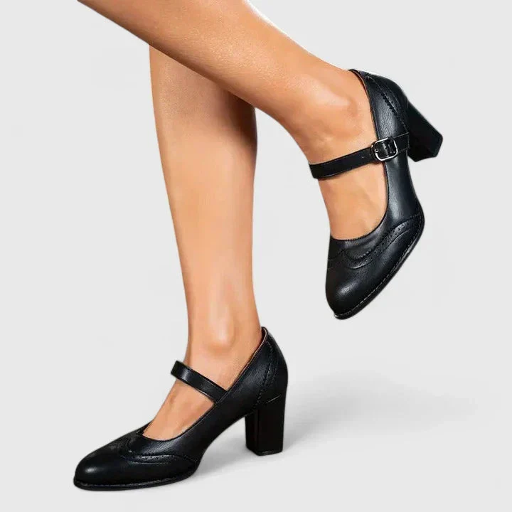 Damen Mary Jane Blockabsatz Schuhe