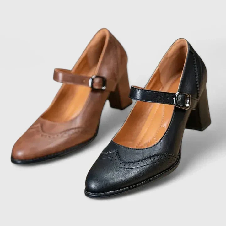 Damen Mary Jane Blockabsatz Schuhe