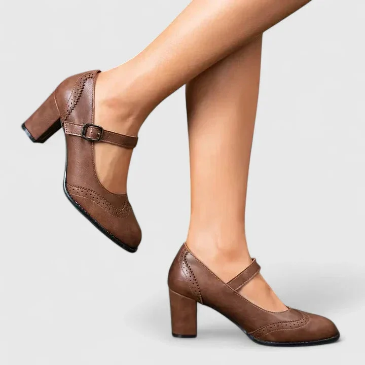 Damen Mary Jane Blockabsatz Schuhe