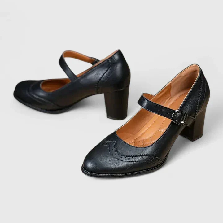Damen Mary Jane Blockabsatz Schuhe
