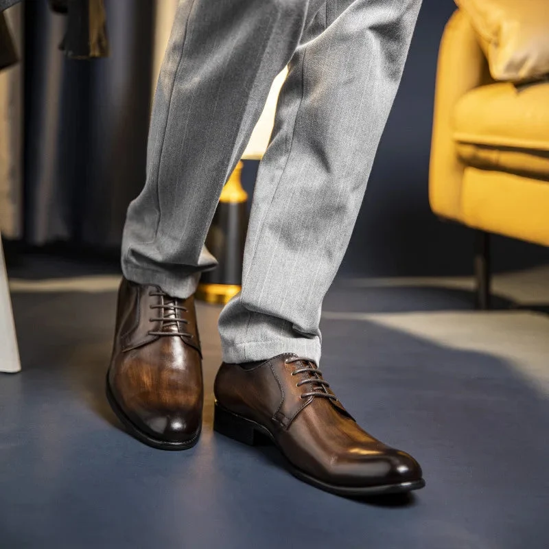 Schnürschuhe Italiano Derbi Leder Anzugschuhe Herren
