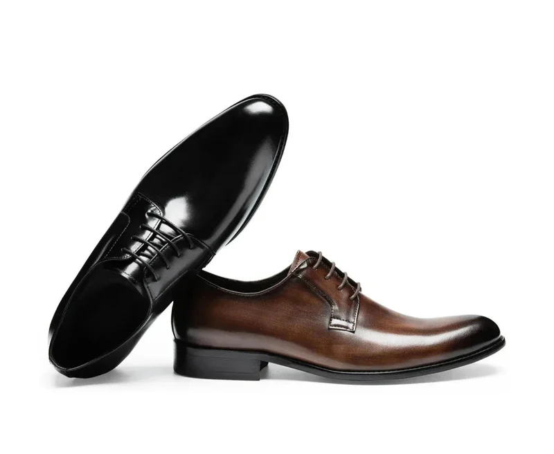 Schnürschuhe Italiano Derbi Leder Anzugschuhe Herren