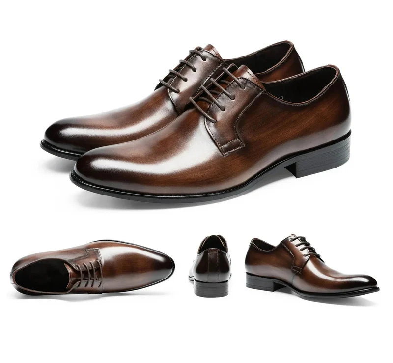 Schnürschuhe Italiano Derbi Leder Anzugschuhe Herren