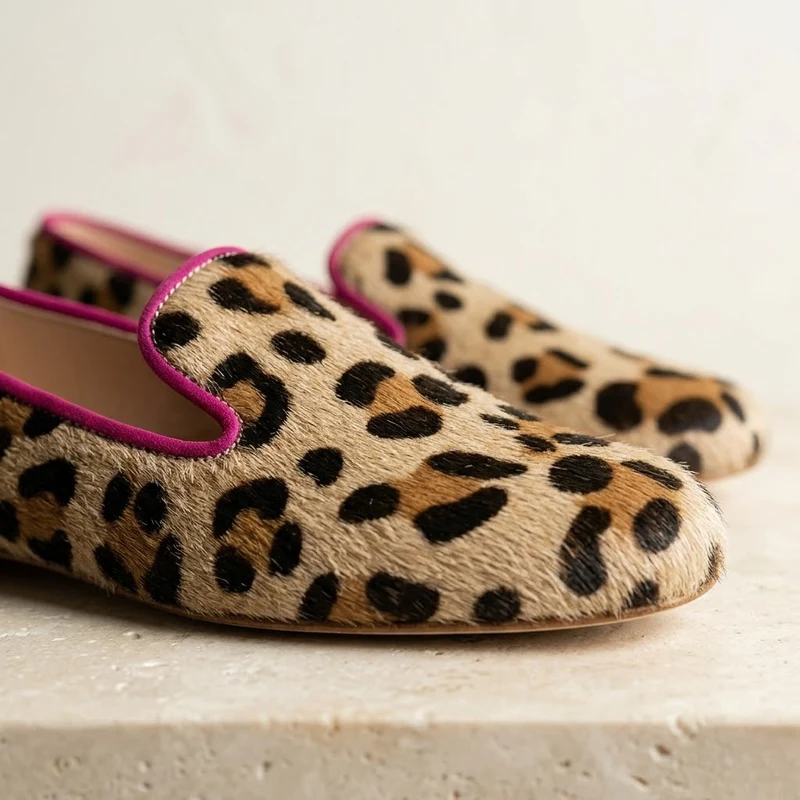 Damen Leopardenmuster Ballerinas