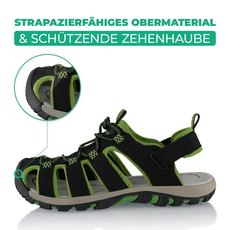 Trekking Sandalen robuste Wandersandalen - Schwarz-Grün