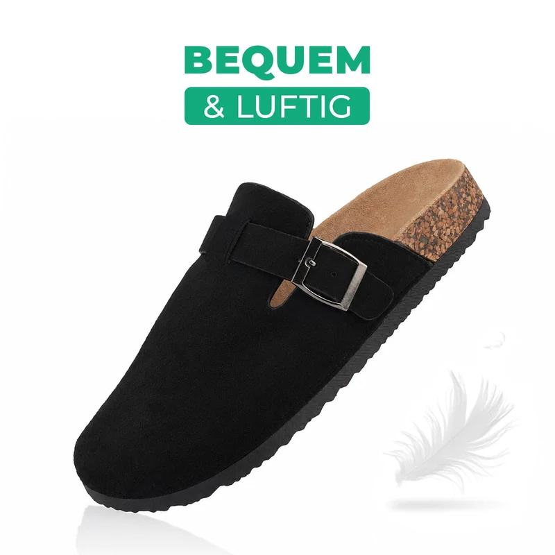 Pantoffeln mit Kork-Fußbett - Schwarz