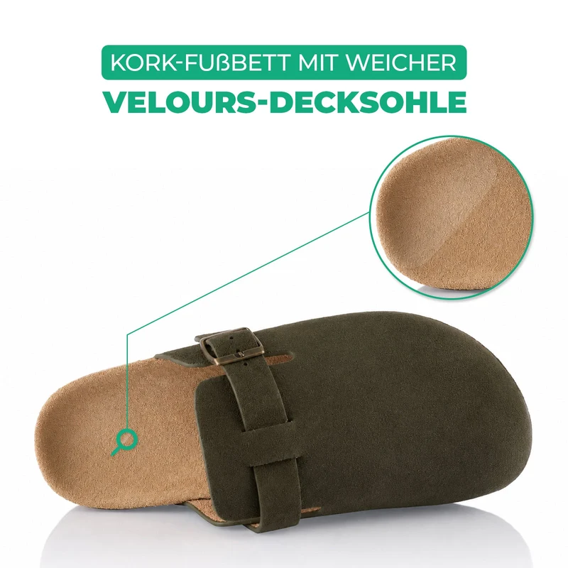Pantoffeln mit Kork-Fußbett