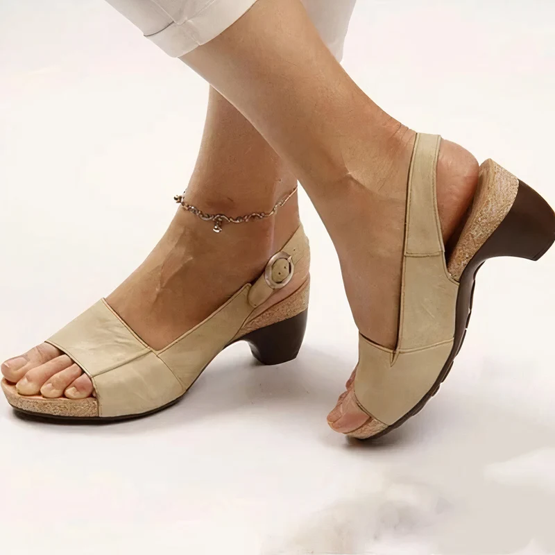 Damen Slingback Sandalette mit Blockabsatz