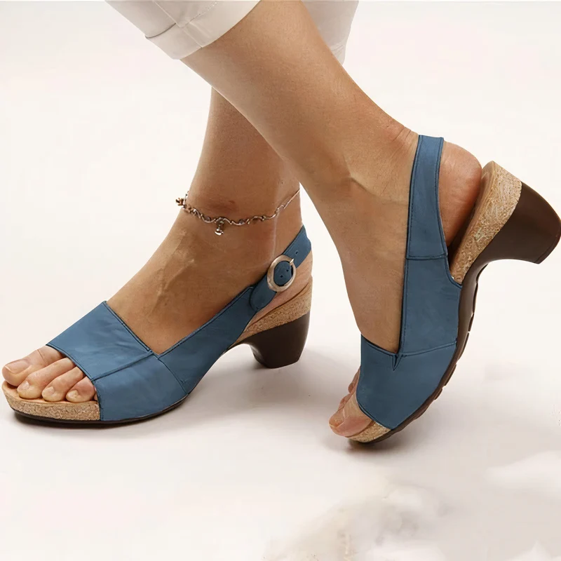 Damen Slingback Sandalette mit Blockabsatz