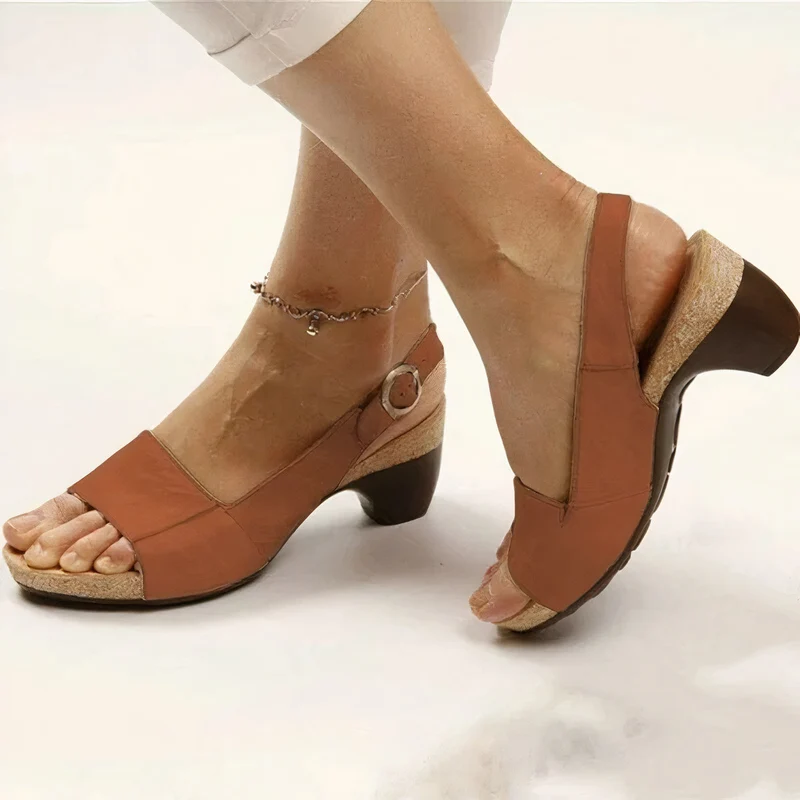 Damen Slingback Sandalette mit Blockabsatz