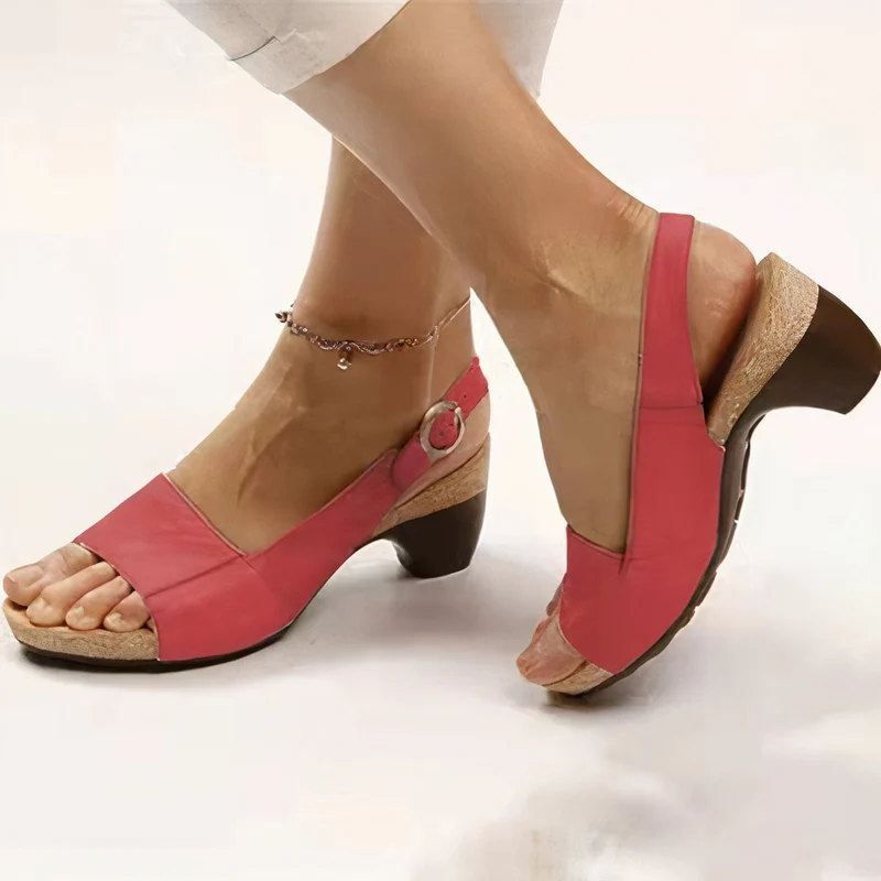 Damen Slingback Sandalette mit Blockabsatz