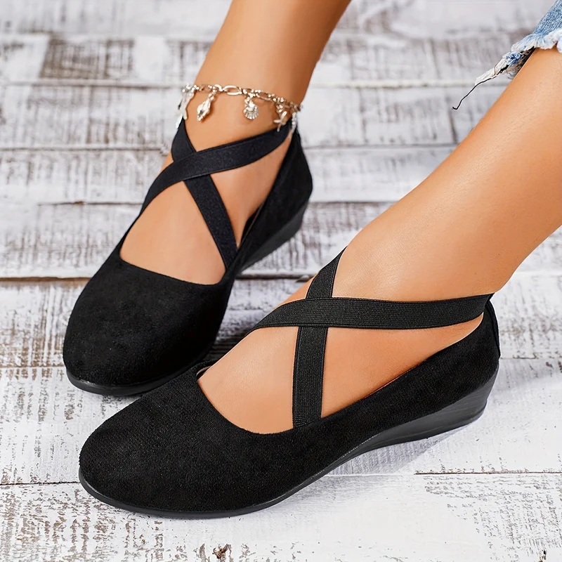 Damen Keilpumps mit Kreuzriemen