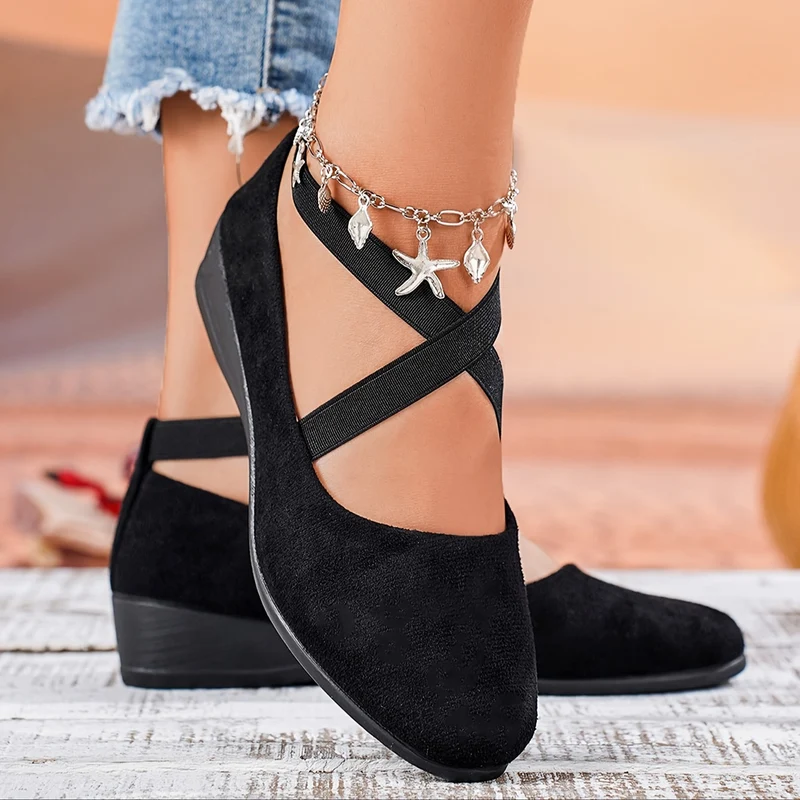 Damen Keilpumps mit Kreuzriemen