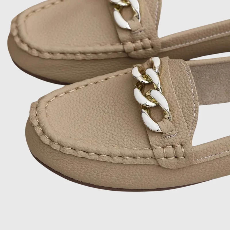 Damen Loafer mit Goldkette Flach
