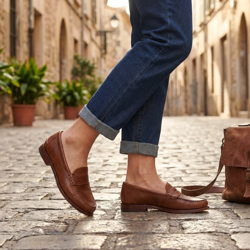 Damen Klassischer Penny Loafer Flacher Schuh
