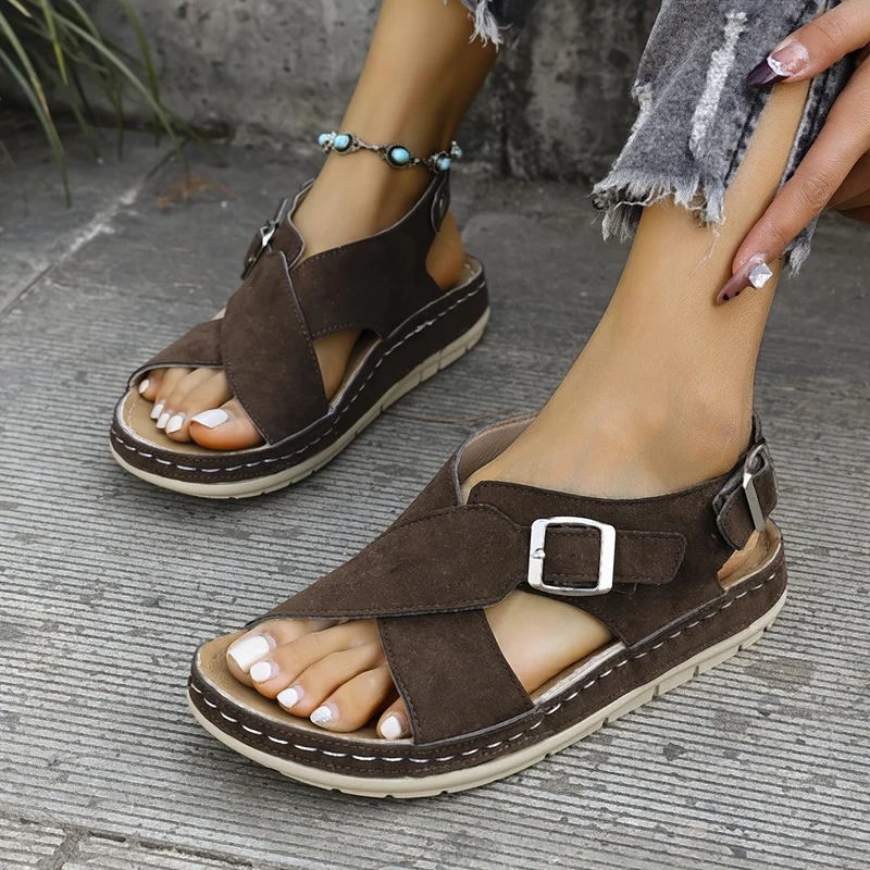 Damen Riemchen Platform Sandalen