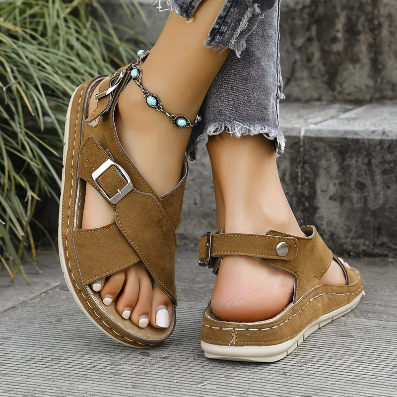 Damen Riemchen Platform Sandalen