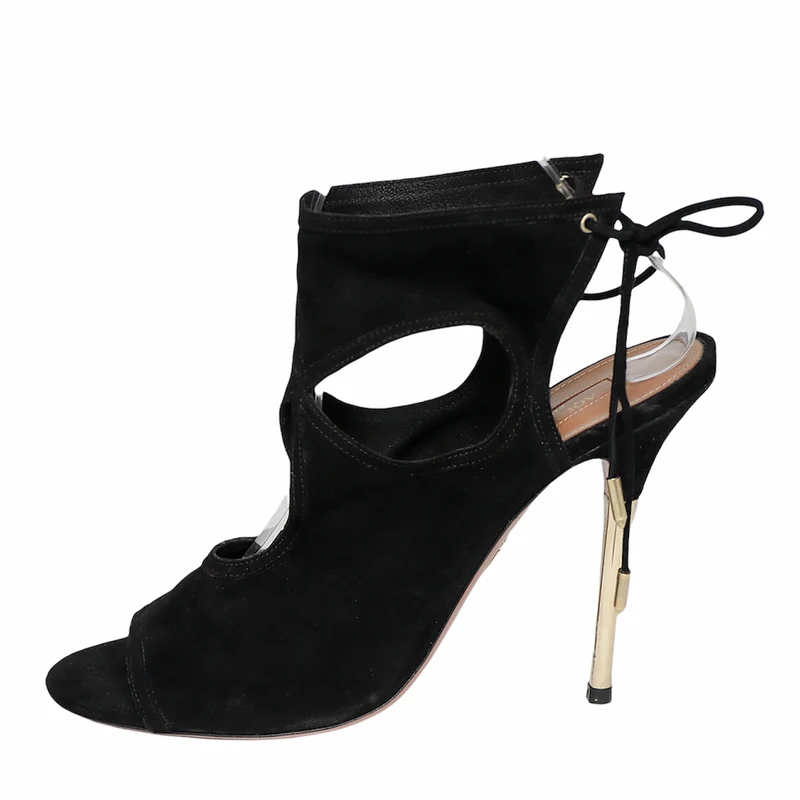 Aquazzura Sandalen mit goldenem Stiletto Absatz und Cut Outs