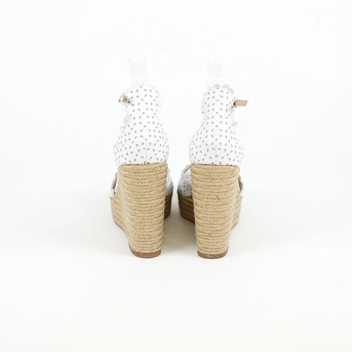 TABITHA SIMMONS Harp Perforated Scalloped Leather Wedge Sandals