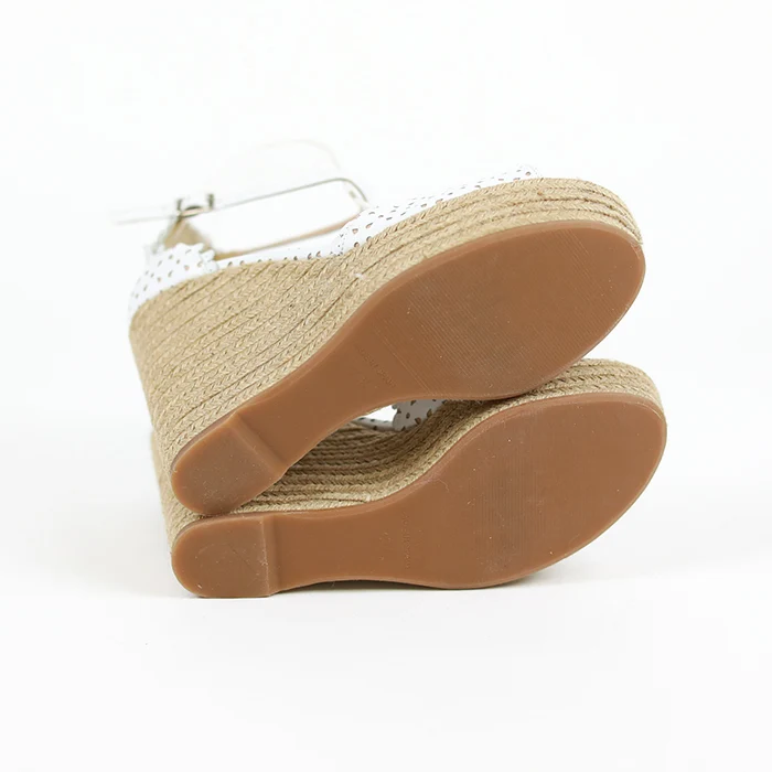 TABITHA SIMMONS Harp Perforated Scalloped Leather Wedge Sandals