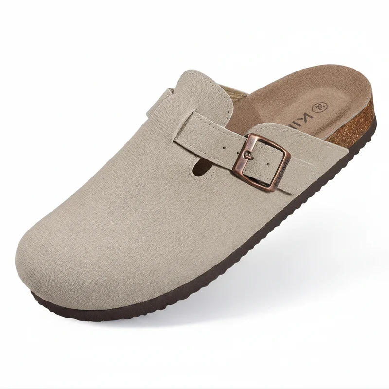 Comwarm Damen-Wildleder-Pantoletten mit Fußgewölbeunterstützung – Bequeme Strandsandalen und Clogs