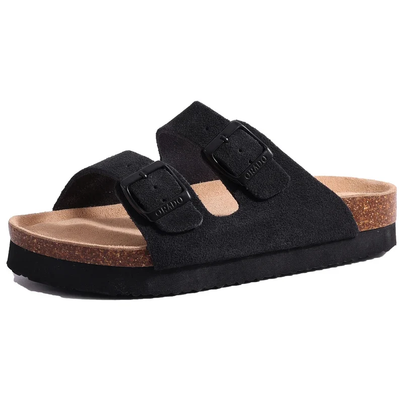 Comwarm Damen-Wildleder-Pantoletten mit Fußgewölbeunterstützung – Bequeme Strandsandalen und Clogs