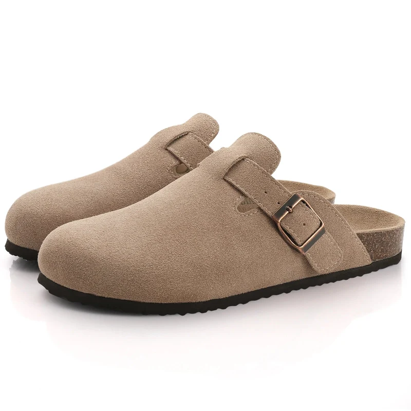 Comwarm Damen-Wildleder-Pantoletten mit Fußgewölbeunterstützung – Bequeme Strandsandalen und Clogs