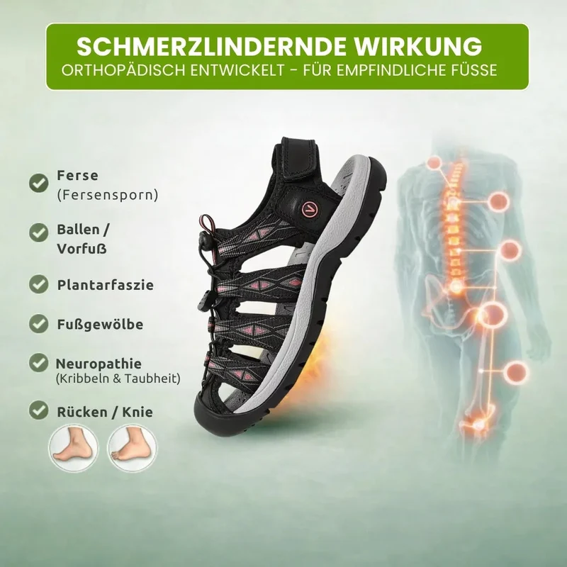 OrthoTrekking Komfort-Sandalen zum Gehen & Wandern | Rutschfest & Federleicht