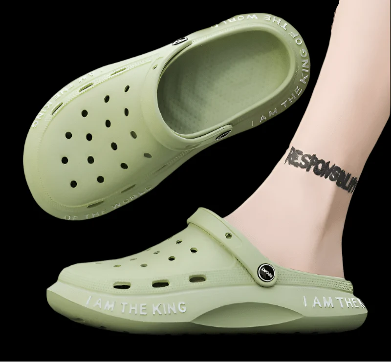 Herren-Sommerclogs-Sandalen - EVA-Strandschuhe mit Löchern, Größe L (45)