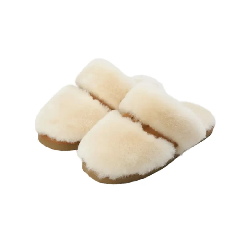 Kuschelige Winterpantoffeln aus Lammfell für Damen – Warme Hausschuhe aus Wolle zum Hineinschlüpfen
