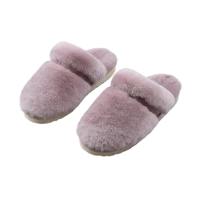 Kuschelige Winterpantoffeln aus Lammfell für Damen – Warme Hausschuhe aus Wolle zum Hineinschlüpfen