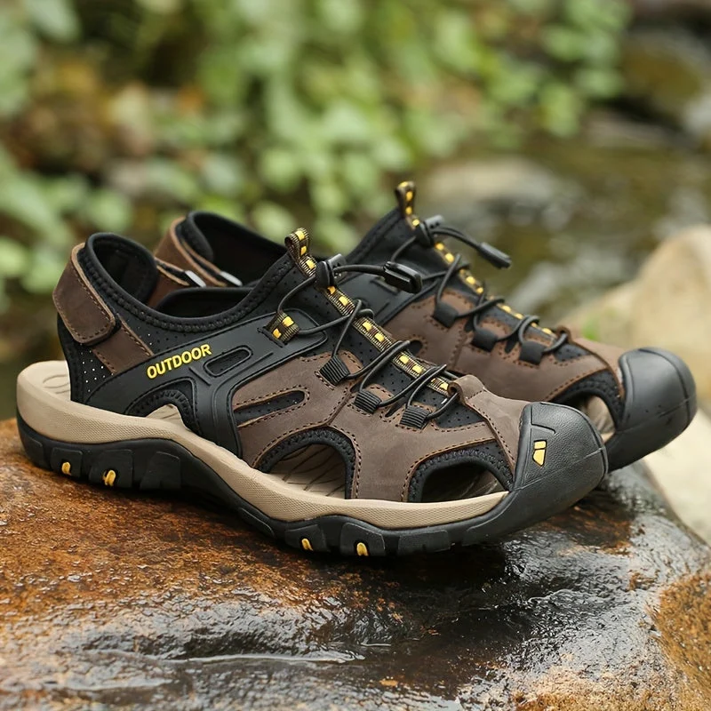 Herren-Sandalen mit geschlossener Zehenkappe und Gummisohle