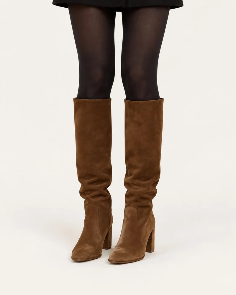 Pointed Toe Sheepskin Leather Tall Boots