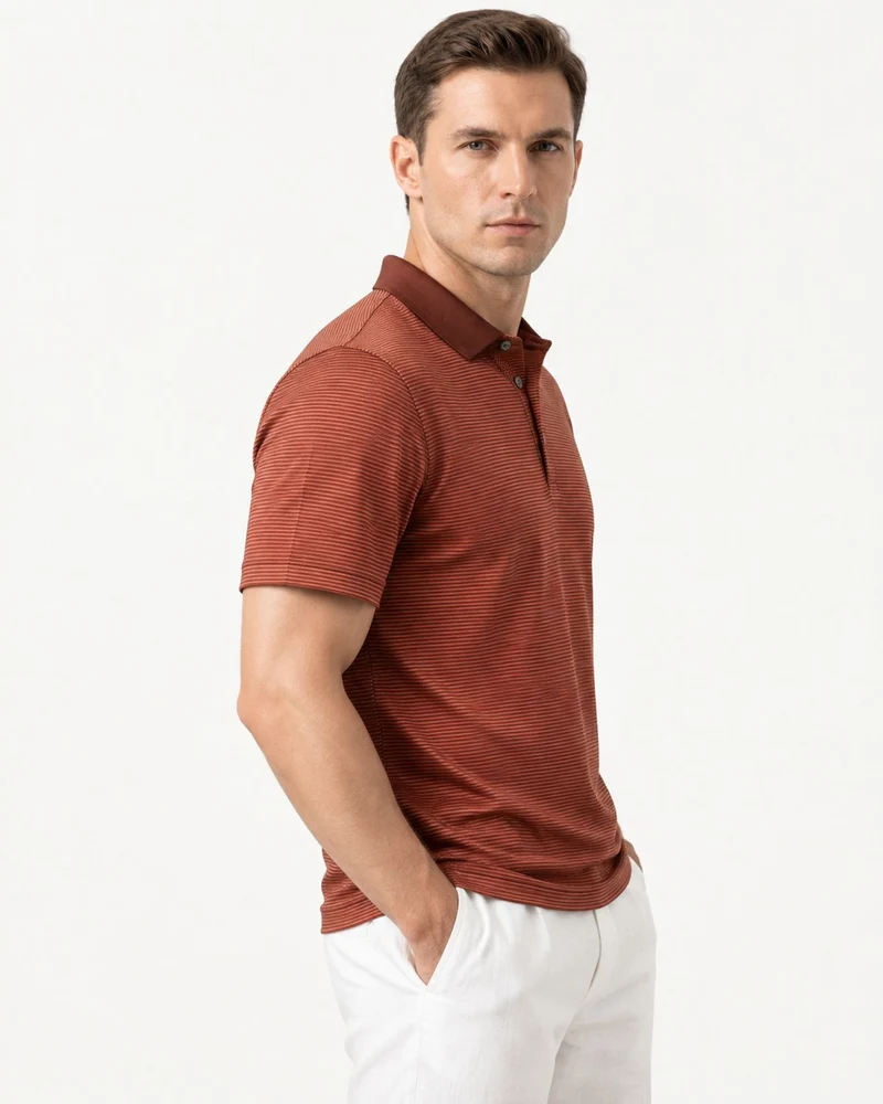Relaxed-Fit Striped Acetate Polo Shirt