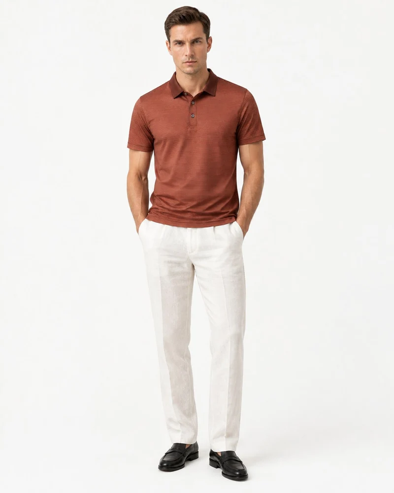 Relaxed-Fit Striped Acetate Polo Shirt