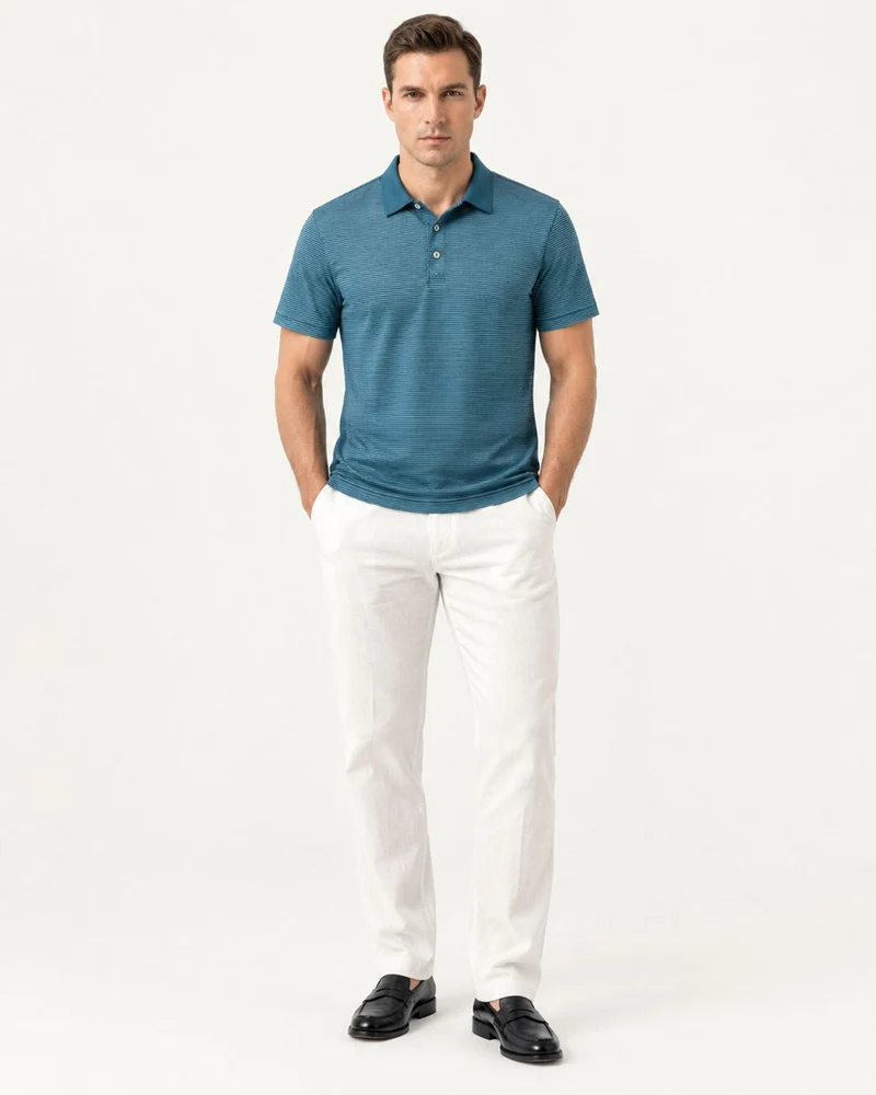 Relaxed-Fit Striped Acetate Polo Shirt