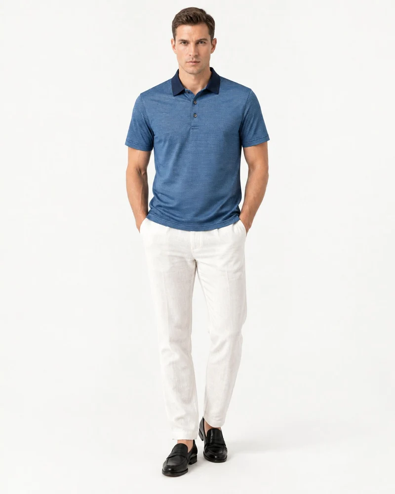 Relaxed-Fit Striped Acetate Polo Shirt