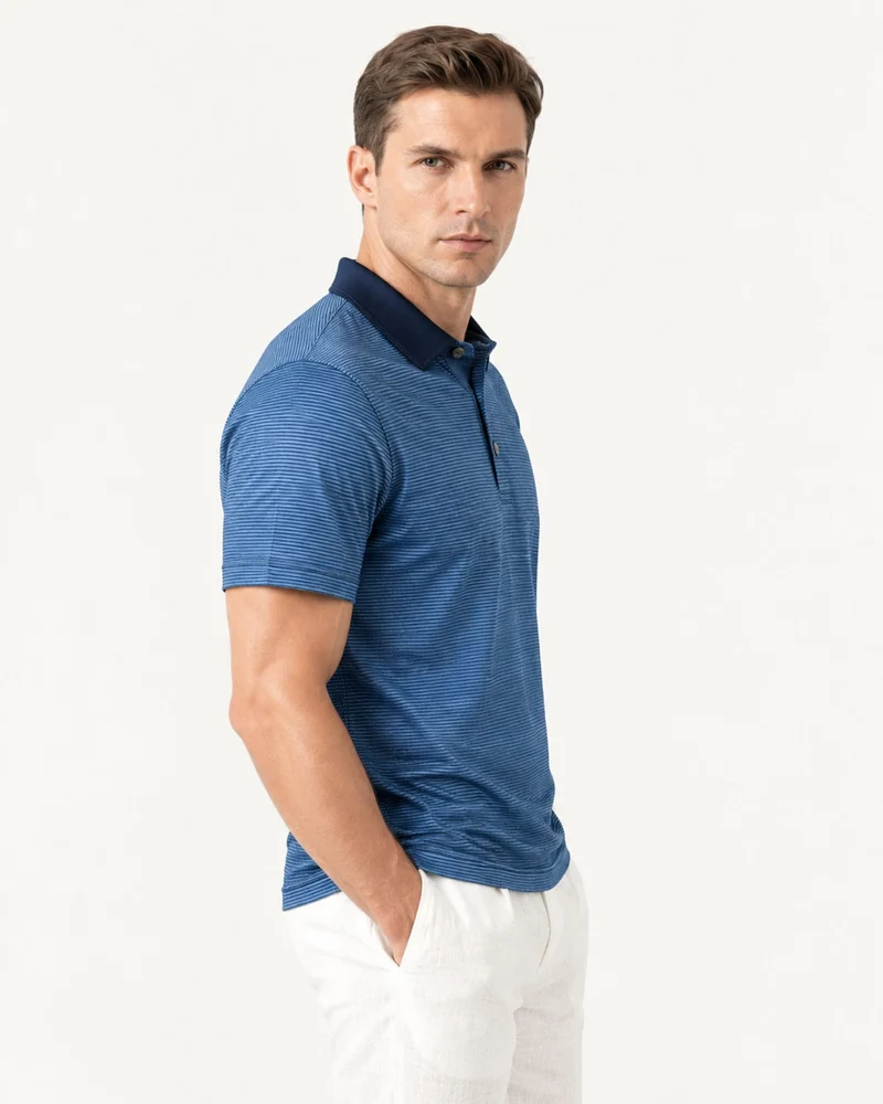 Relaxed-Fit Striped Acetate Polo Shirt
