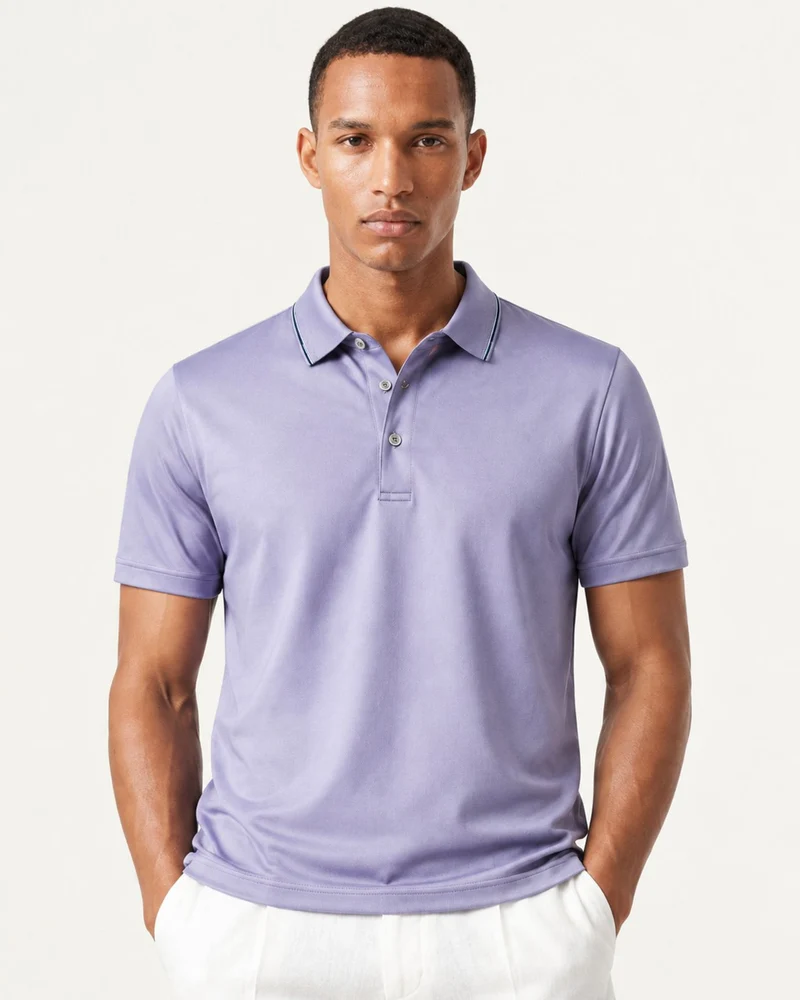 Lightweight Acetate Short-Sleeve Polo Shirt