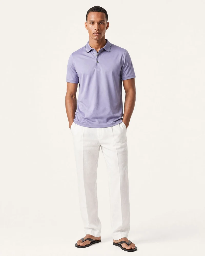 Lightweight Acetate Short-Sleeve Polo Shirt